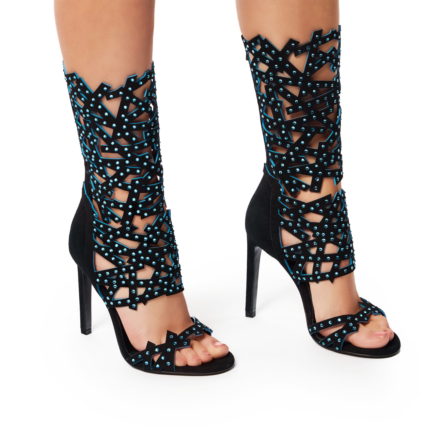 Serene Crystal Sandal short - Black with blue inside