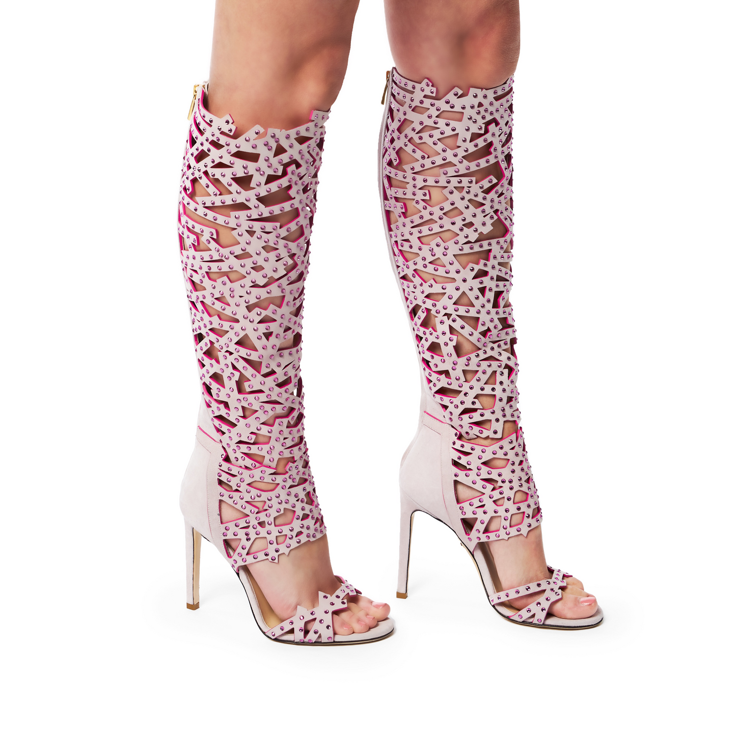 Serene Crystal Sandal long - Pink with pink inside