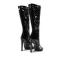 Elara Sandal - Black patent leather with intricate cutouts