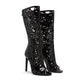 Elara Sandal - Black patent leather with intricate cutouts