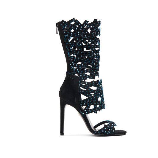 Serene Crystal Sandale kurz – Schwarz mit blauer Innenseite