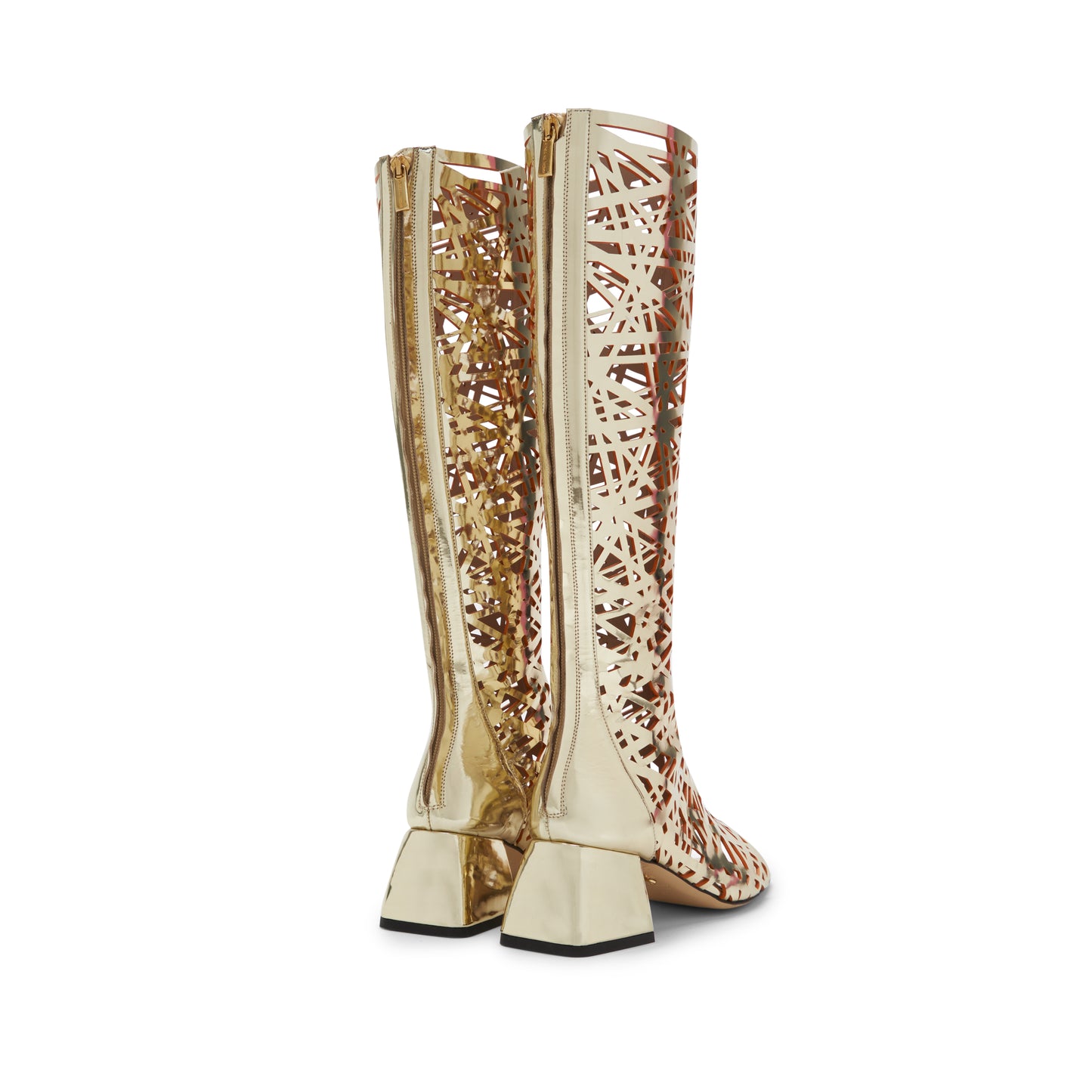 Bliss Boot- Gold with intricate orange cutouts