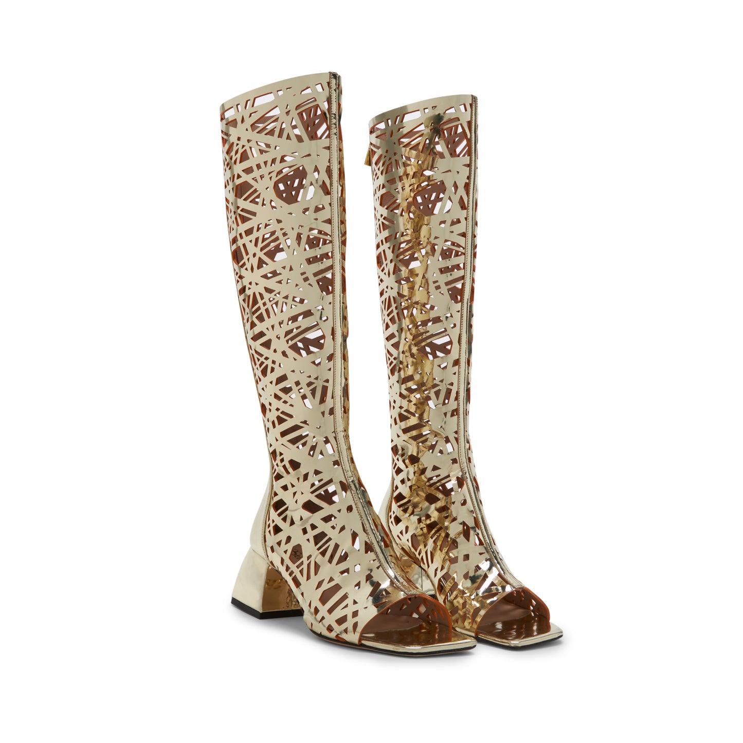 Bliss Boot- Gold with intricate orange cutouts