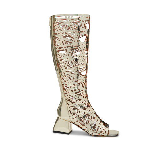 Bliss Boot- Gold with intricate orange cutouts
