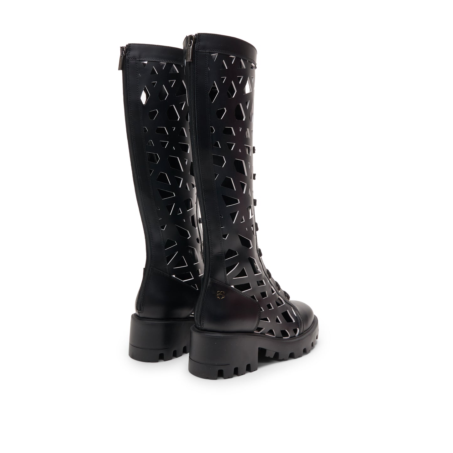 Eden Boot - Black with white intricate cutouts