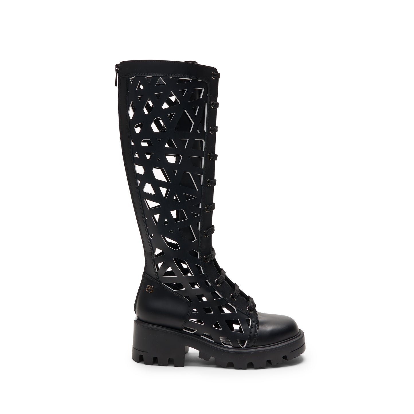 Eden Boot - Black with white intricate cutouts