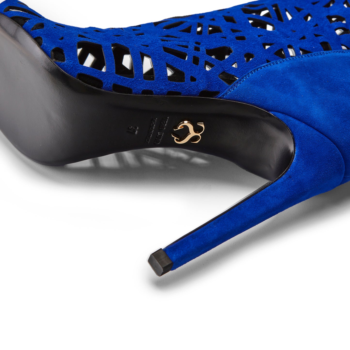 Serenza Knee-High Boot - Blue with intricate cutouts